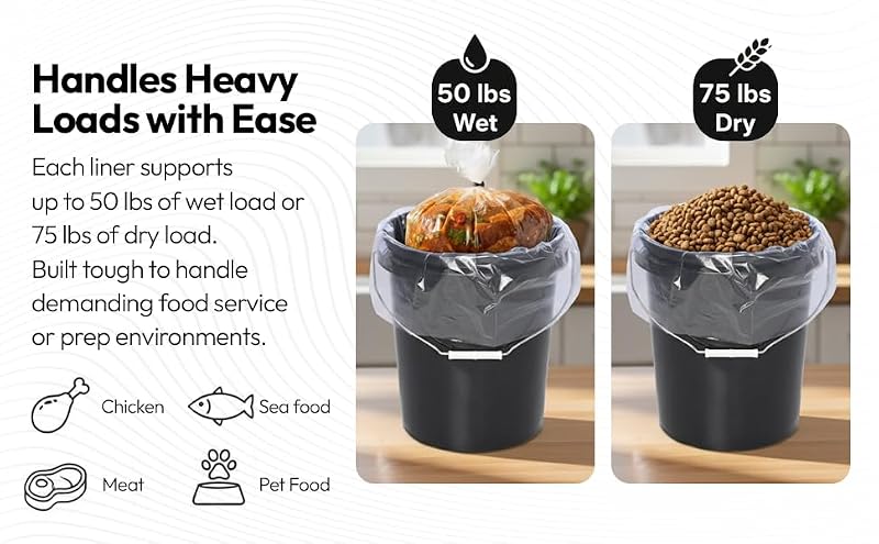 5 Gallon Bucket Liner Bags - Heavy Duty, BPA Free, 10 Pack