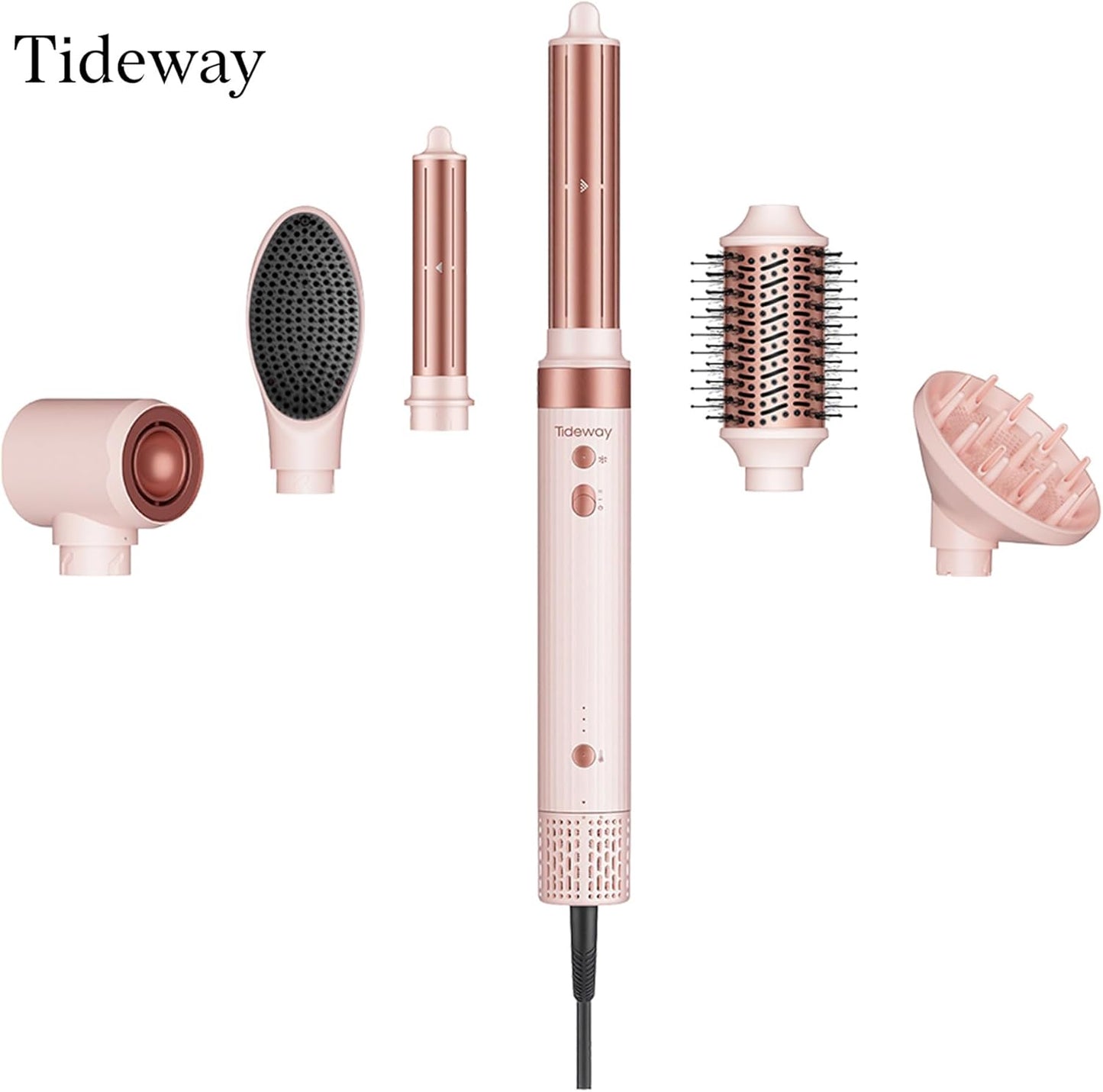 Tideway Prowaver 6-in-1 Hair Dryer Brush - High-Speed Ionic Hot Air Styler | Auto Wrap Curlers & Volumizing Brush