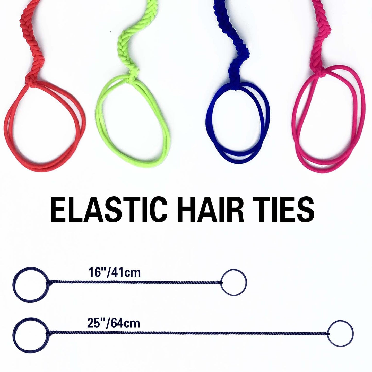 3 Packs 16" Hair Ties No Metal Hook for Women, Elastic Hair Bands for Short Fine Hair Workout Ponytails Holders Stong Strechy Pony Tail Wrap Hair Tie for Swimming Motorcycle Rides Sports