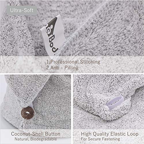 myHomeBody Quick Drying Hair Towel Wrap Turban - Gray