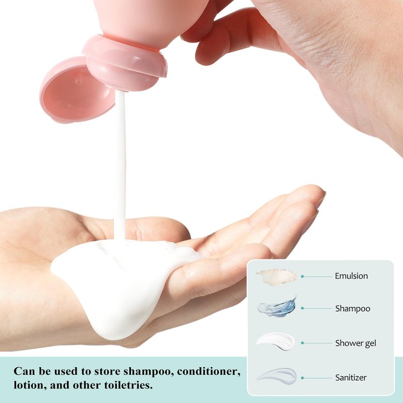 Healeved Travel Bottles 4-Pack 3.93 Inch Refillable Plastic Toiletry Containers for Shampoo Lotion Travel Size Squeeze Bottles Portable Leak-Resistant