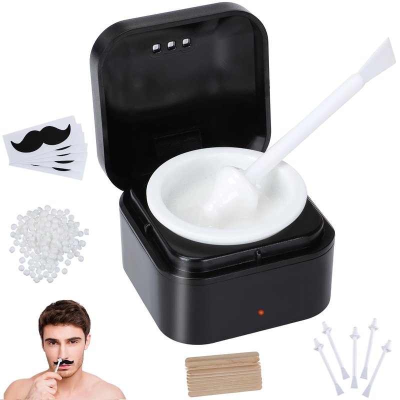 ZOOS Nose Wax Kit Men Ear Hair Waxing Kit for Women Men Hard Nose Hair Wax Kit with Wax, Sticks, USB Rapid Heating, Smart Constant Temp, Black