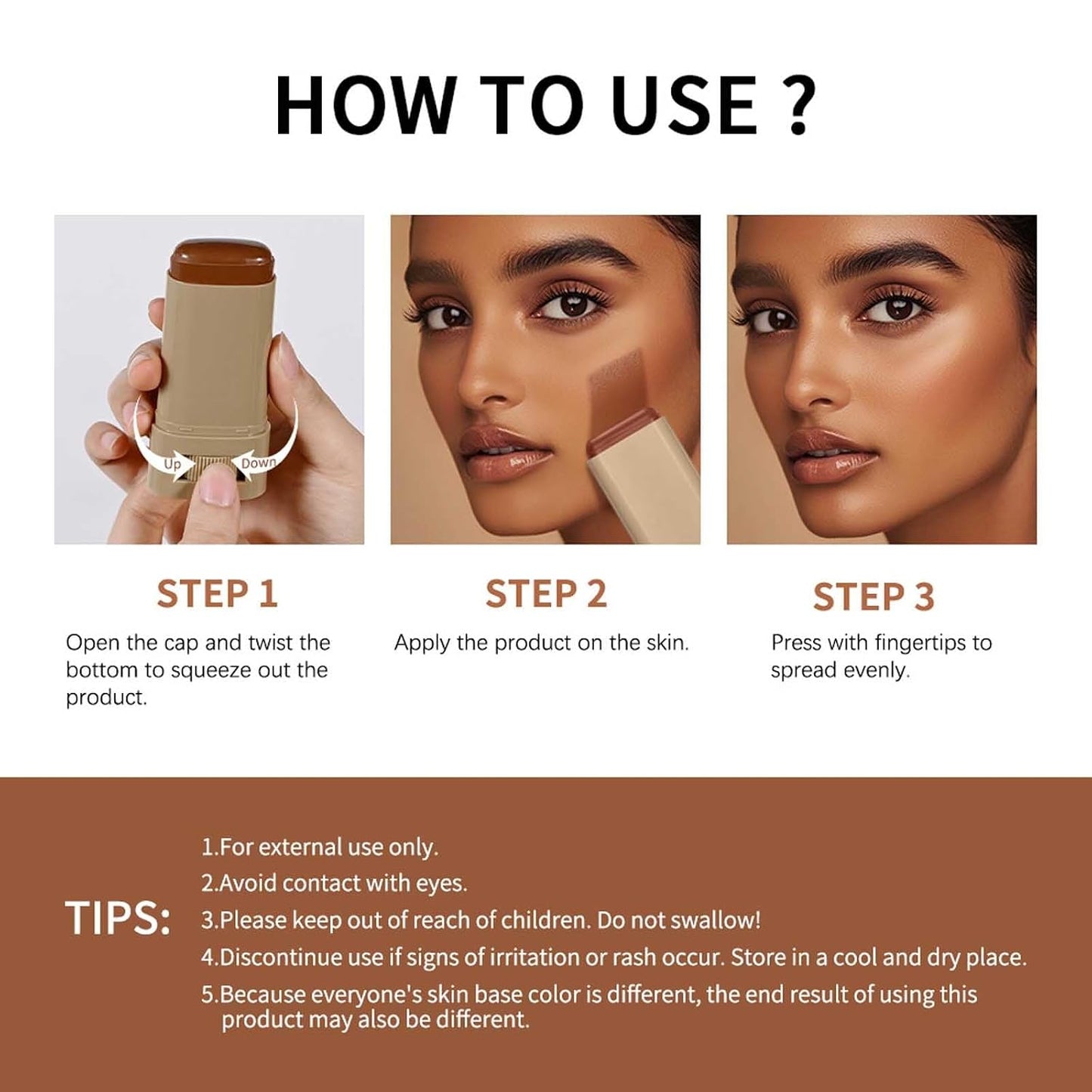 Beauty Balm Skin Tint Stick - Hydrating Serum Foundation for Lightweight Coverage & Radiant Finish | Creamy Contour Stick