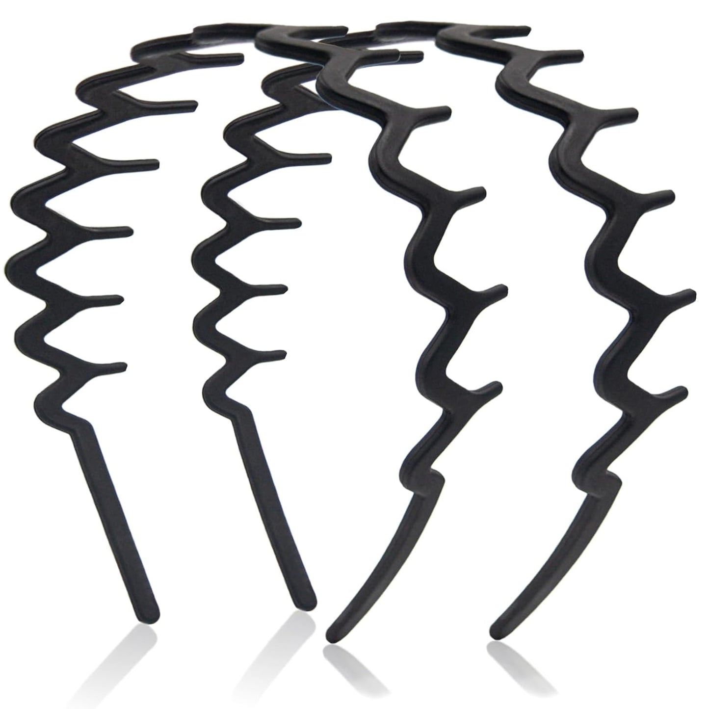 Zig Zag Headbands - Non-Slip Wavy Hair Accessories for Women & Men | 2pcs Matte Black