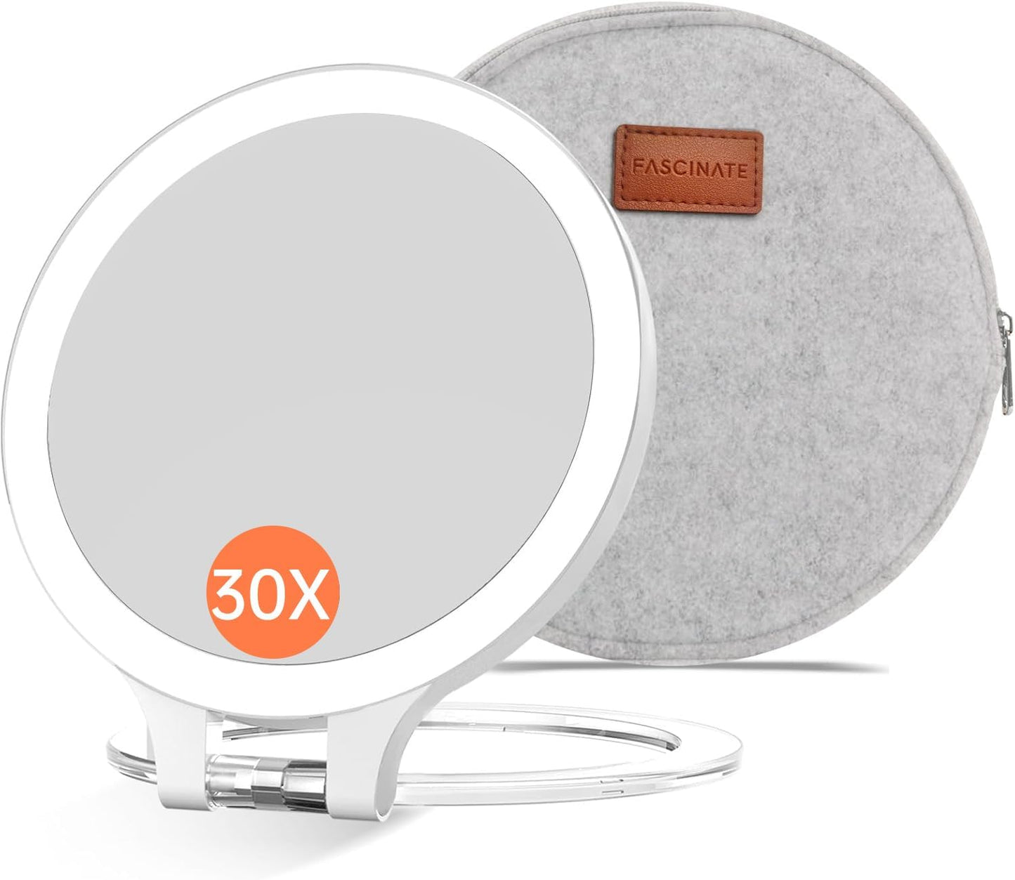 10X 1X Double-Sided Magnifying Makeup Mirror - Rechargeable Lighted with 3 Color Settings | Adjustable Rotation