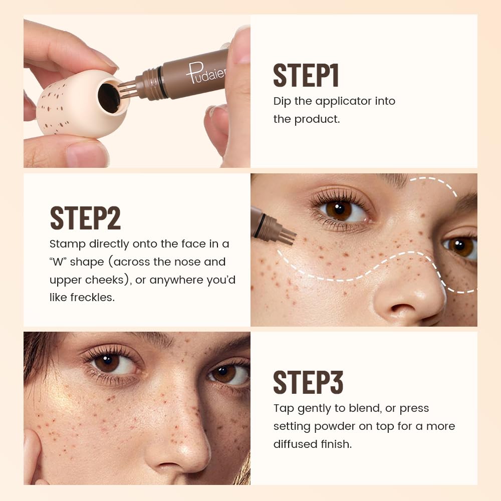 MINXUEYEN Freckle Stamp - Waterproof Faux Freckle Pen, Natural-Looking Lifelike Freckle Makeup, 5-Point Quick Dry Long-Lasting Magic Fake Freckles Marker for Sunkissed Makeup (03)