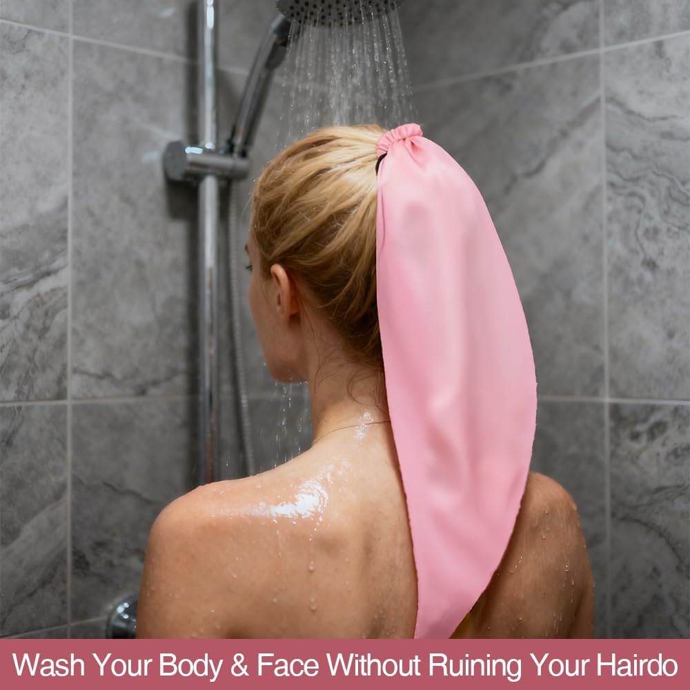 Waterproof Hair Sleeve for Long Hair, Crown Washing Shower Cap Ponytail, Protect Styled Hairs, Reusable, Quick Root Refresh, Great for Pool Travel Shower Gym Beach, Amazing Time Saver