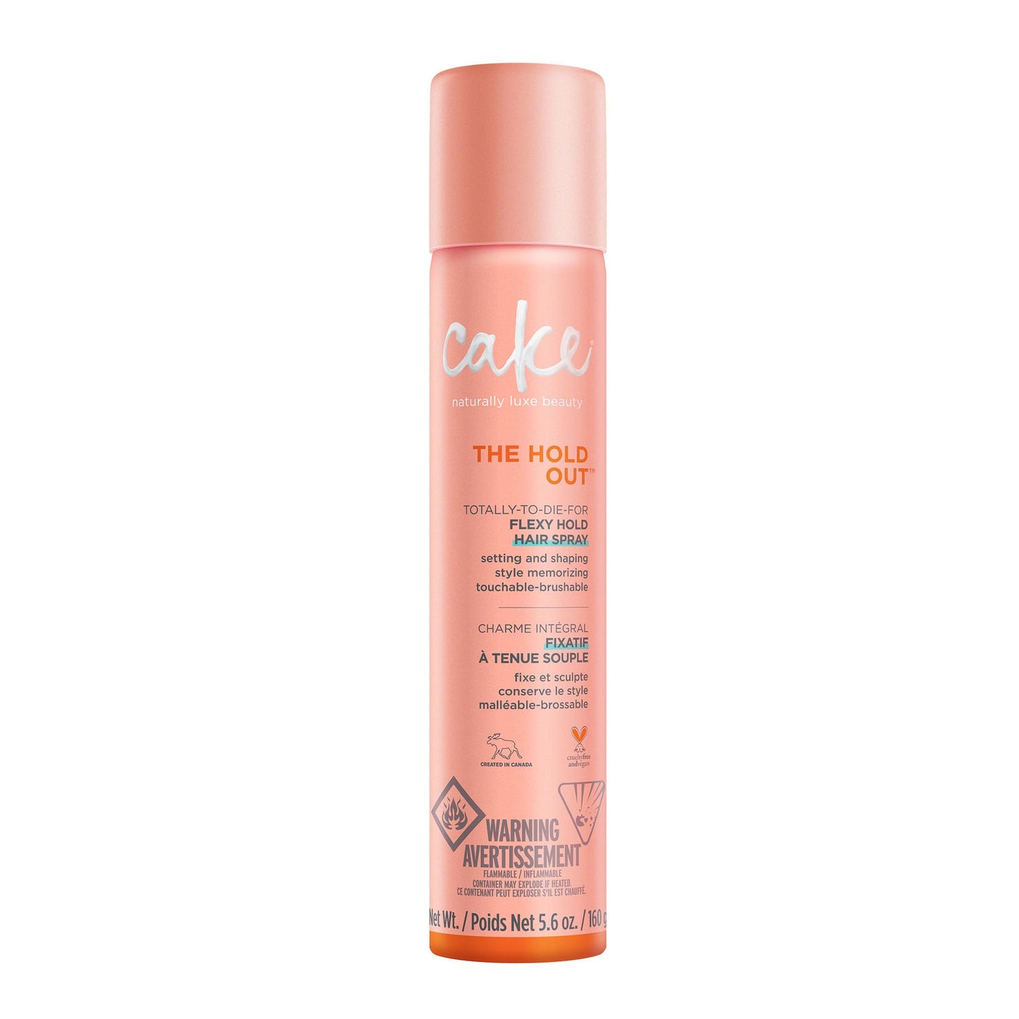 Cake Beauty Hairspray, The Hold Out – Brushable, Touchable Hold & Soft Volume – Frizz Control Styling Spray with Vitamin E & Abyssinian Oil – For All Hair Types – 5.6 Oz / 160 g