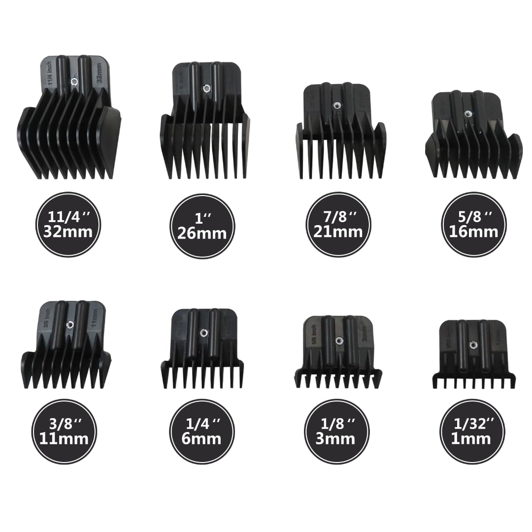 Upgraded 8 Sizes Trimmer Guards Set Compatible for Babyliss FX787G, FX787BN, FX787RG, FX787S, FX787GDB, FX726, FX797,Multiple Sizes w/Metal Spring Clip