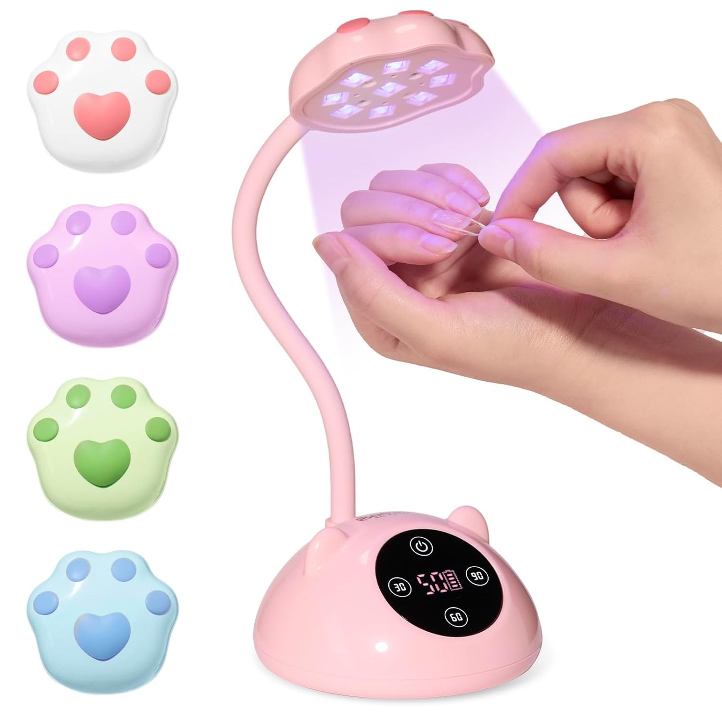 Beetles Gooseneck Flash Cure Nail Lamp - Cordless UV Nail Dryer with Smart Sensor | 2000mAh Rechargeable, 36 mW/cm²