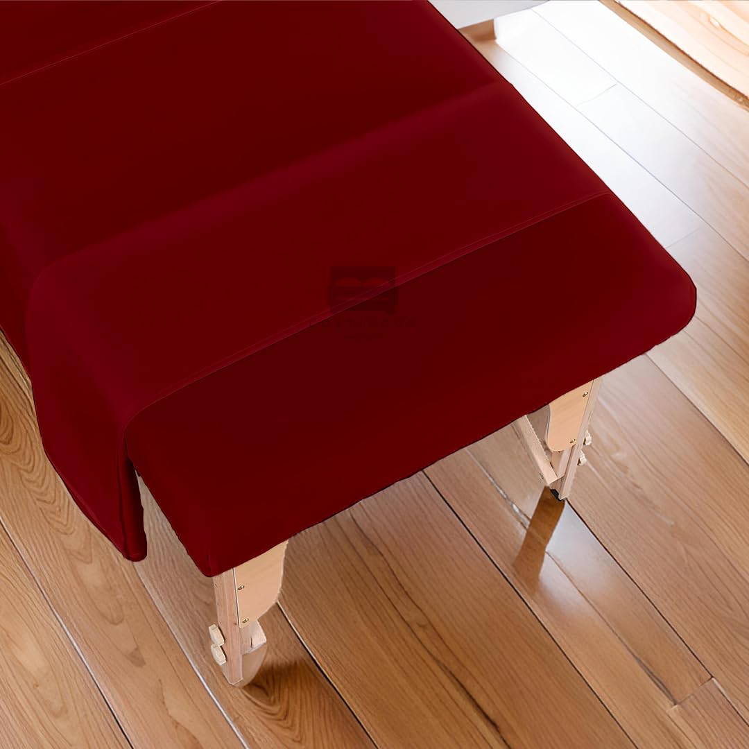 Cottingon 3 Piece Massage Table Sheet Set - 100% Brushed Microfiber, Wrinkle-Free | Fits 36" x 77" Massage Beds, Burgundy