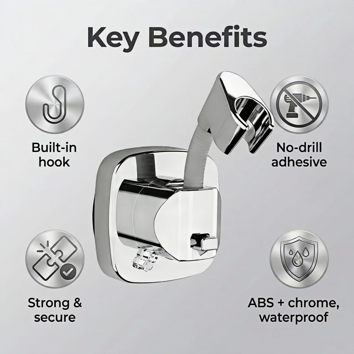 360° Swivel Shower Head Holder with Strong Removable Suction Cup | 10kg Load Capacity, Tool-Free Installation in Seconds Removable and Rustproof Shower Bracket with Chrome Polished for Bathroom