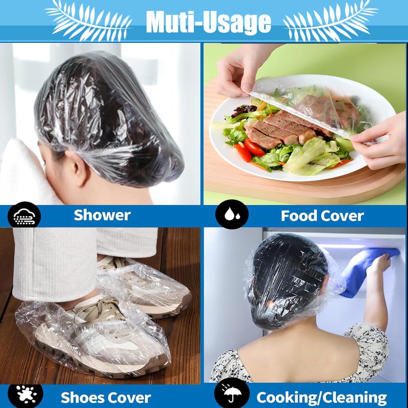 Large Disposable Shower Caps - Waterproof Hair Bath Caps for Travel, Spa & Home Use | 100-Pack, 20-Inch