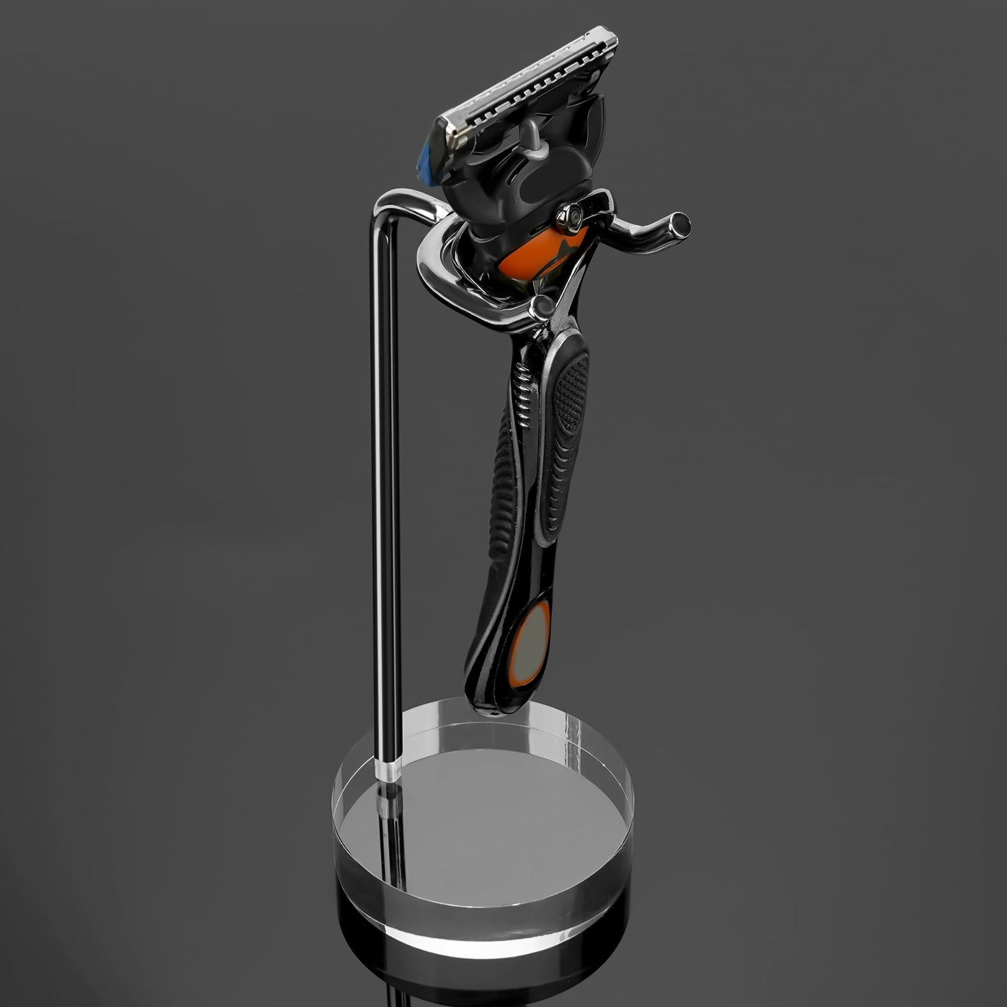 Linkidea Stainless Steel Razor Stand, Shaving Holder Weighted Acrylic Base, Compatible with Gillette ProGlide Power, Merkur 23C, Schick Hydro Sensitive (Silver)