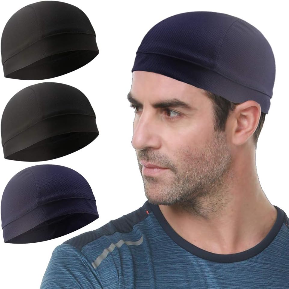 Cooling Skull Cap - 3 Pack Sweat-Wicking Helmet Liner for Cycling & Running | Unisex
