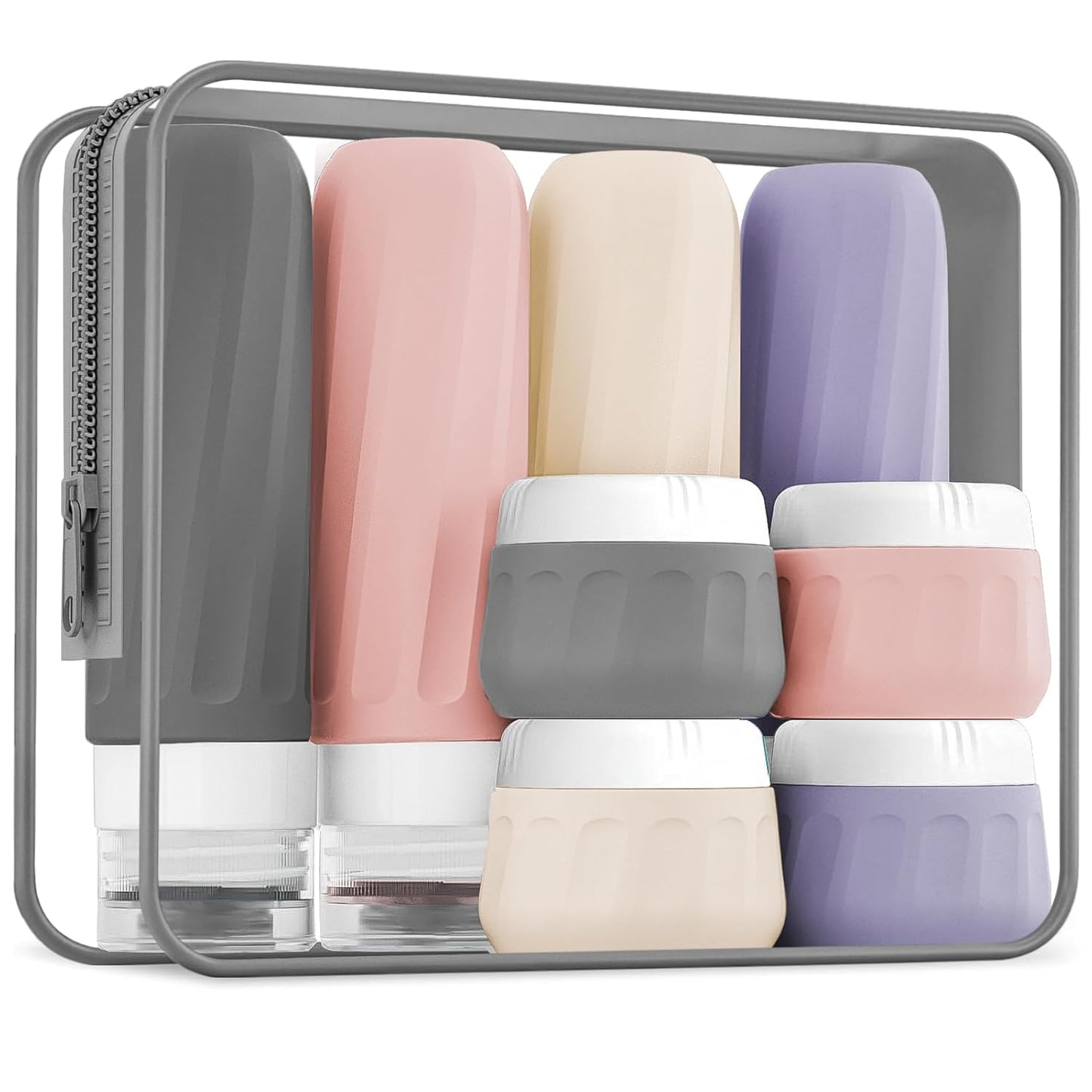 Travel Bottles for Toiletries - TSA Approved 8 Pack | Leak-Proof Silicone Containers with Clear Bag, 3oz