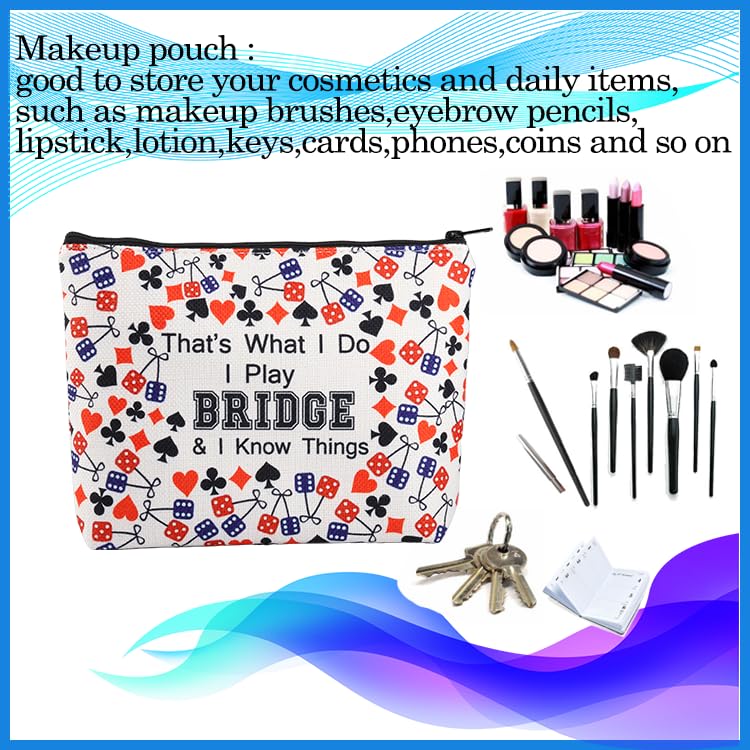 Bridge Player Cosmetic Bag, Waterproof Travel Makeup Pouch for Cards