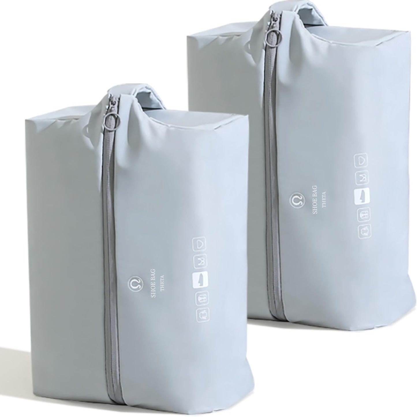 Waterproof Travel Shoe Bag - Double-Layer Fabric with Comfortable Handle | Bluish Grey