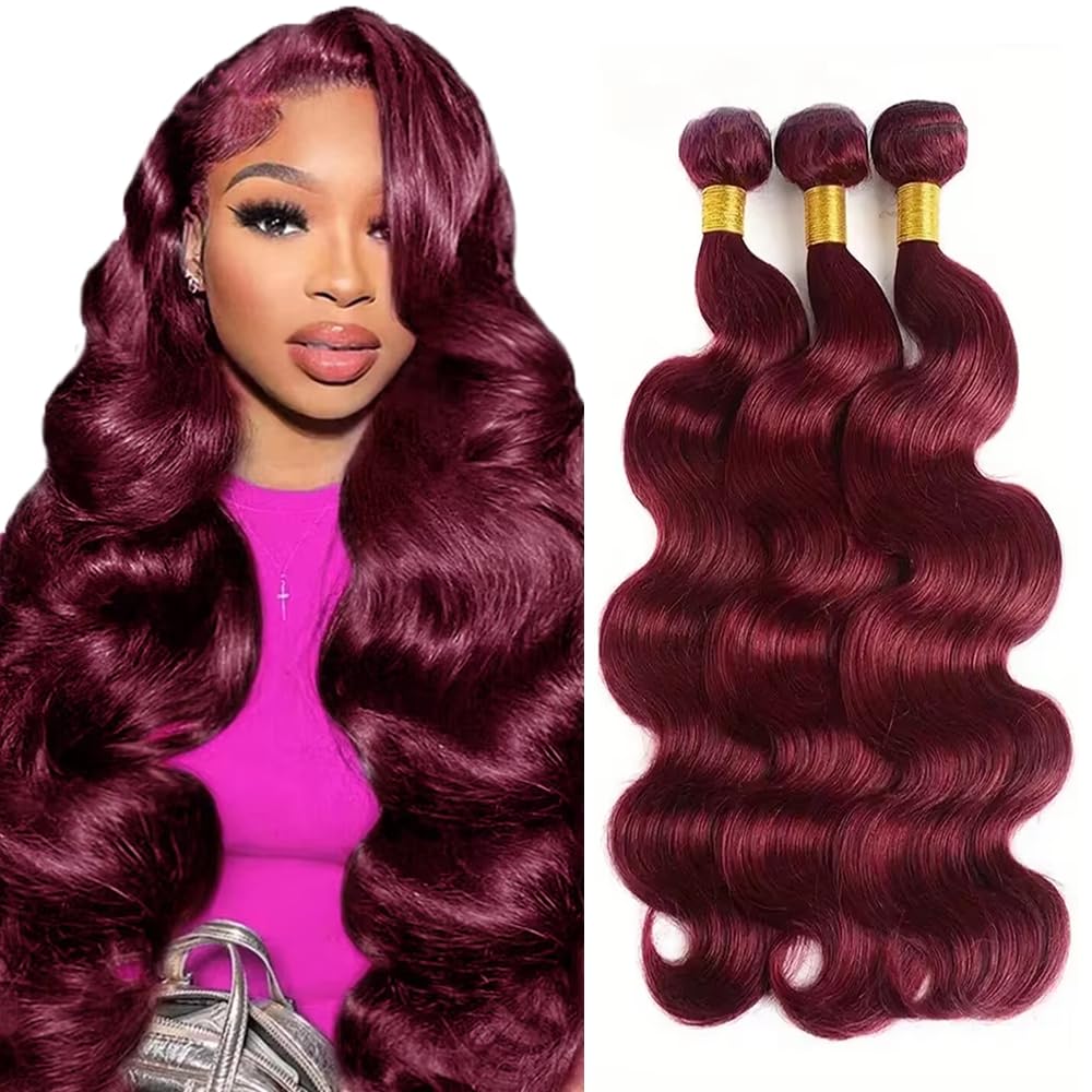 30 32 34 inch Red Bundles Human Hair Burgundy Bundles 99J Body Wave Human Hair Red Body Wave Bundle 300g