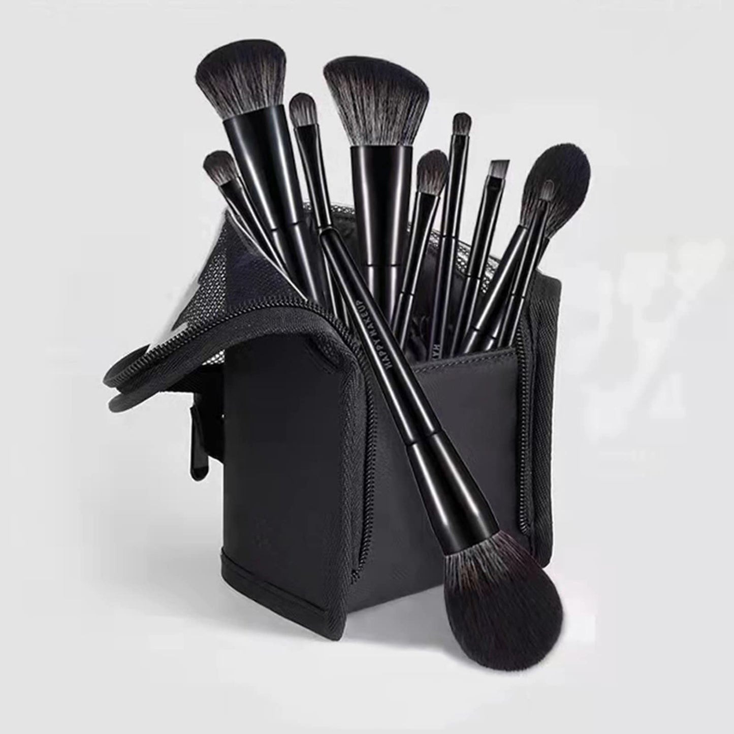 Linsiter Makeup Brush Travel Case Stand Up, High Capacity Makeup Organizer Portable Travel Makeup Brush Holder(Black)