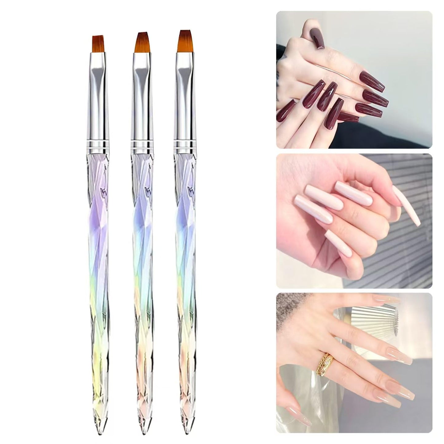9PCS Nail Art Brush Set, Gel Polish Painting Brushes with Oval, Flat and Liner Brushes, Professional Nail Design Tools for Builder Gel, French Tip, Nail Painting and DIY Manicure
