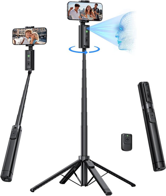 UBeesize 67" Auto Face Tracking Tripod - 360° AI Follow Selfie Stick for iPhone & Android | Perfect for TikTok & Vlogging