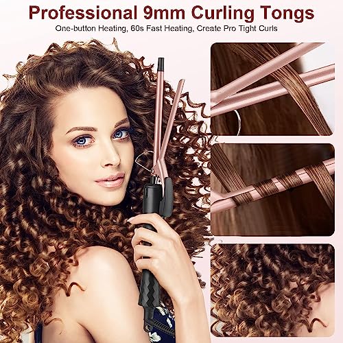 3/8 Inch Small Curling Iron Wand for Tight Spiral Curls with 2