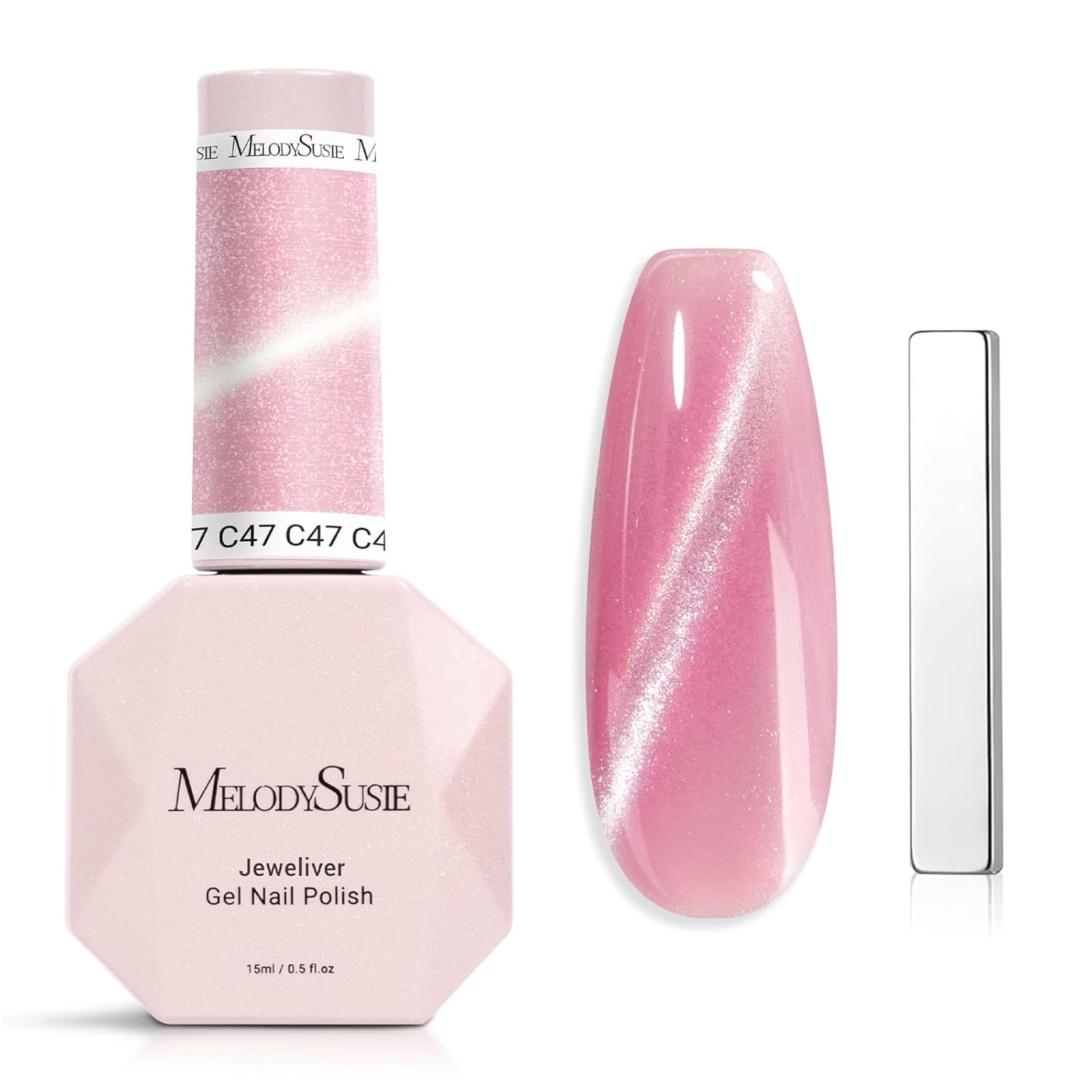 MelodySusie Cat Eye Gel Nail Polish - Burgundy Red Glitter Holographic | 0.5 Fl Oz UV Nail Art