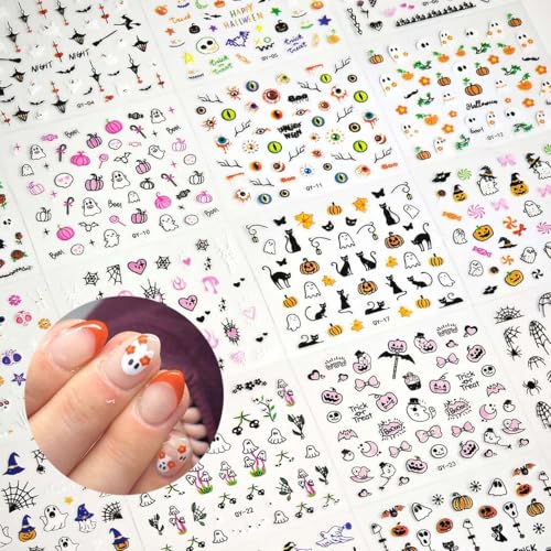 Halloween Nail Stickers - 30 Sheets of 3D Designs for Kids & Adults