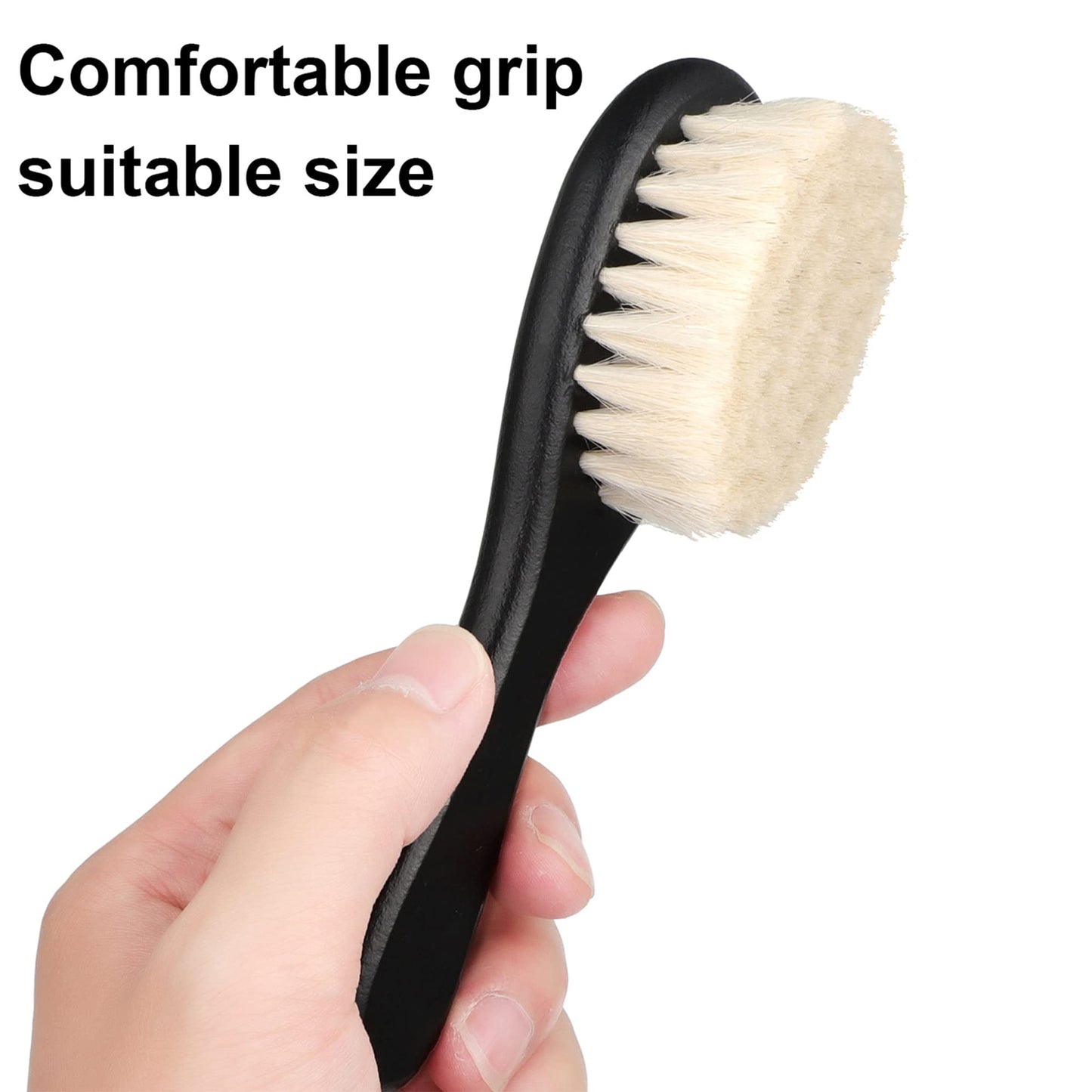 Shappy 2 Pieces Barber Fade Brush Men Beard Brush Neck Duster Cleaning Grooming Tool Soft Beard with Wooden Handle for Barber Hair Cutting Kits(Black)