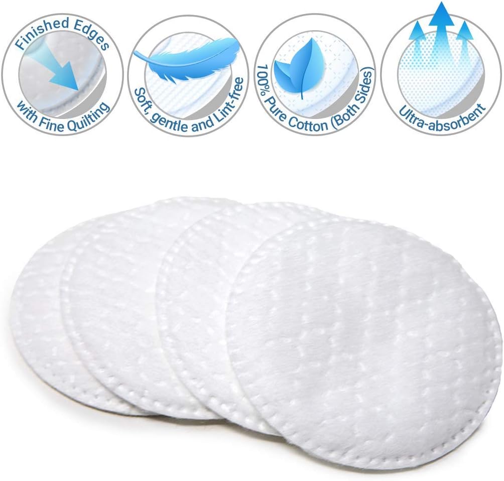 ForPro Premium Cotton Rounds - 100% Pure Stitched Cotton Pads for Makeup Removal | Pack of 6 (600 Count)