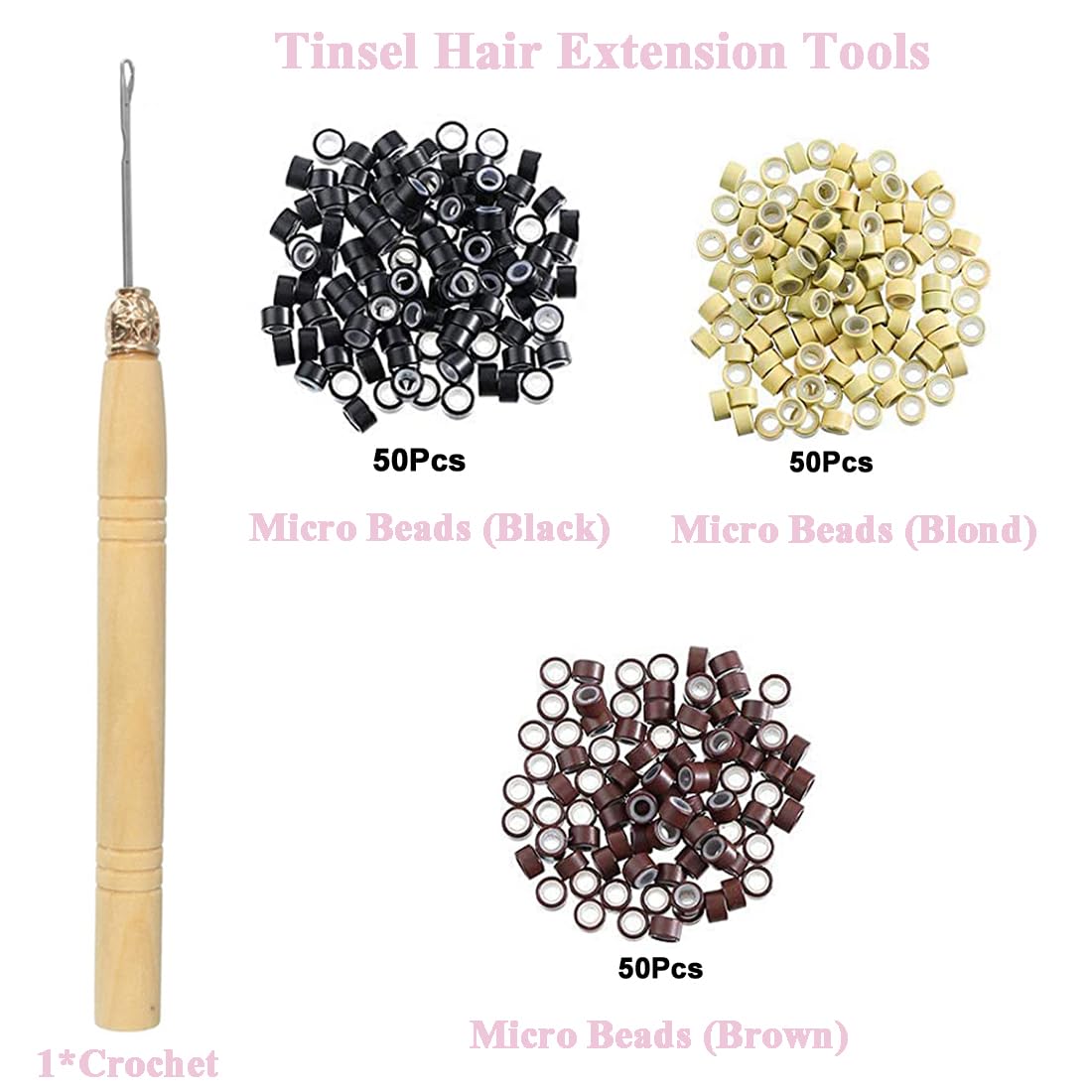 Hair Tinsel 47 Inches Hair Tinsle Kit with Tools 1200 Strands Fairy Hair Tinsel Heat Resistant Sparkling Shiny Extensions Glitter Tinsel Kit for Women Girls