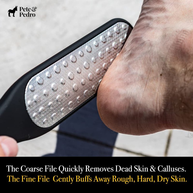 Pete & Pedro Double Sided Foot File - Men & Women Stainless Steel Pedicure Tool | Foot Care Metal Heel Scraper, Rasp, and Callus Remover | As Seen on Shark Tank