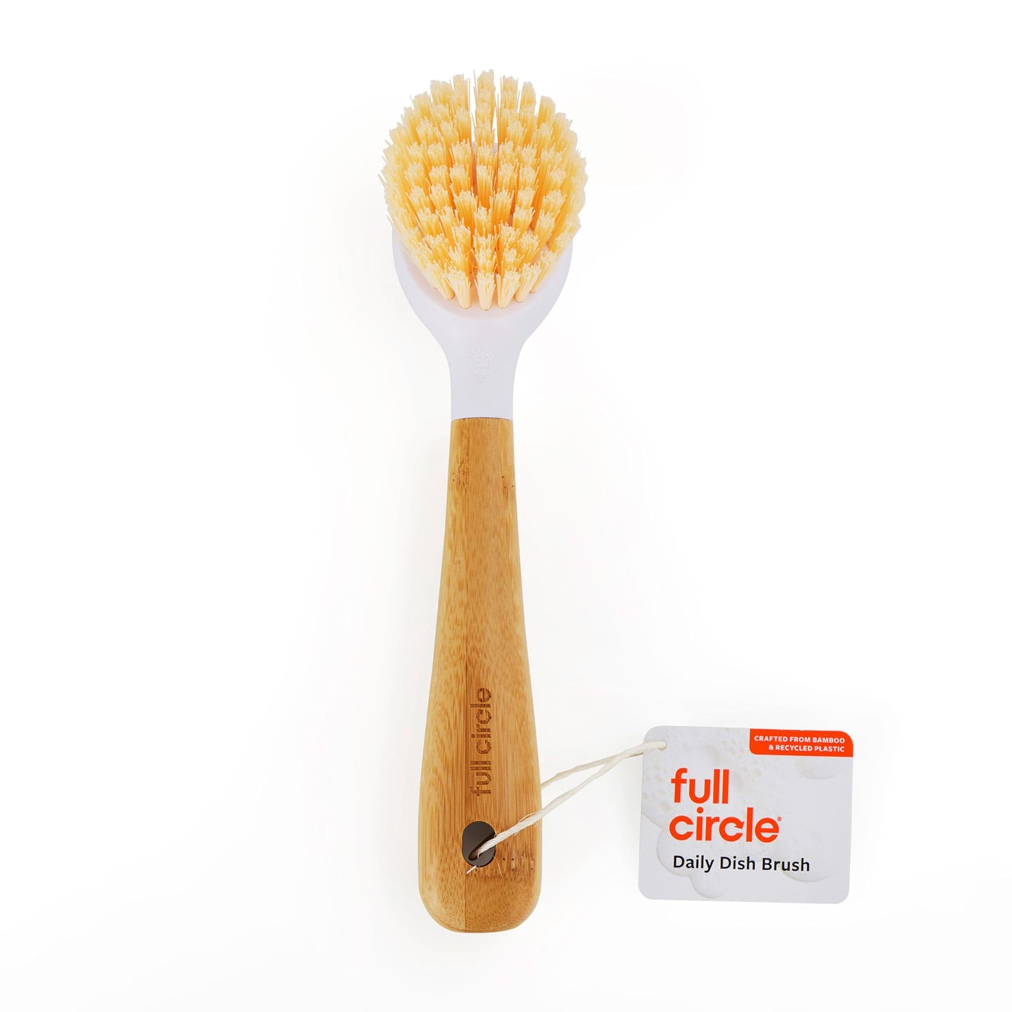 Full Circle Be Good - Bamboo Handle Dish Brush – Sustainable Kitchen Cleaning with Tough Bristles - Natural Dish Scrubber, Nonstick & Cast Iron Cleaner - Long Handle Brush for Dishes, Pots, and Pans