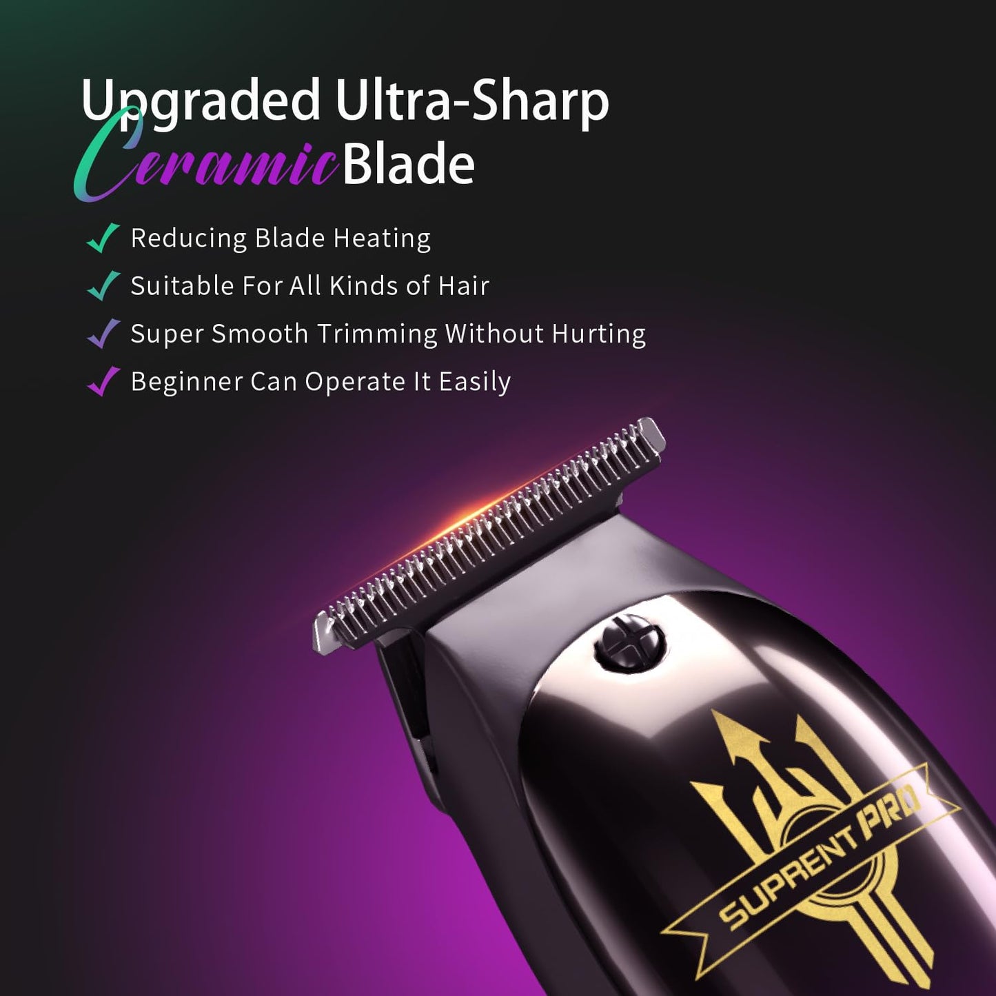 SUPRENT Men's Hair Trimmer- 6000 RPM High Speed Zero Gapped Trimmer with Ceramic Blades, Cordless Rechargeable Trimmer with180 Mins Run Time, DIY Customizable