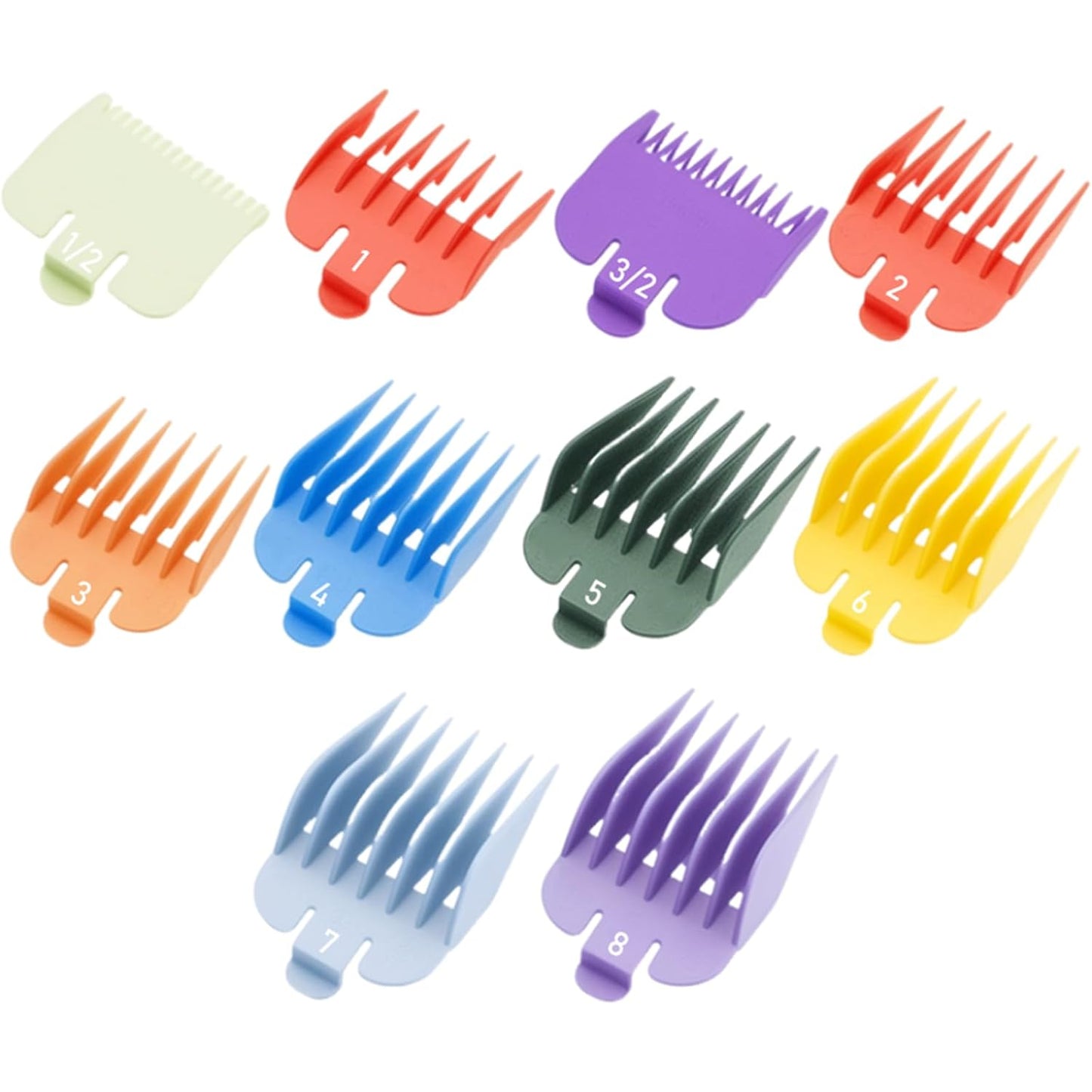 Wahl Clipper Guards Set - 10-Pack Professional Hair Clipper Guards | Multi-Color Coded Guide Combs, Cutting Length 1/16'' to 1''