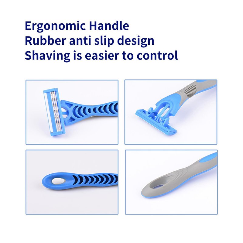 Men's Disposable Razors, 3-Blade Razors with Lubricating Strip and Pivoting Head, | Disposable Mens Razors for Shaving Sensitive Skin 12 count Blue