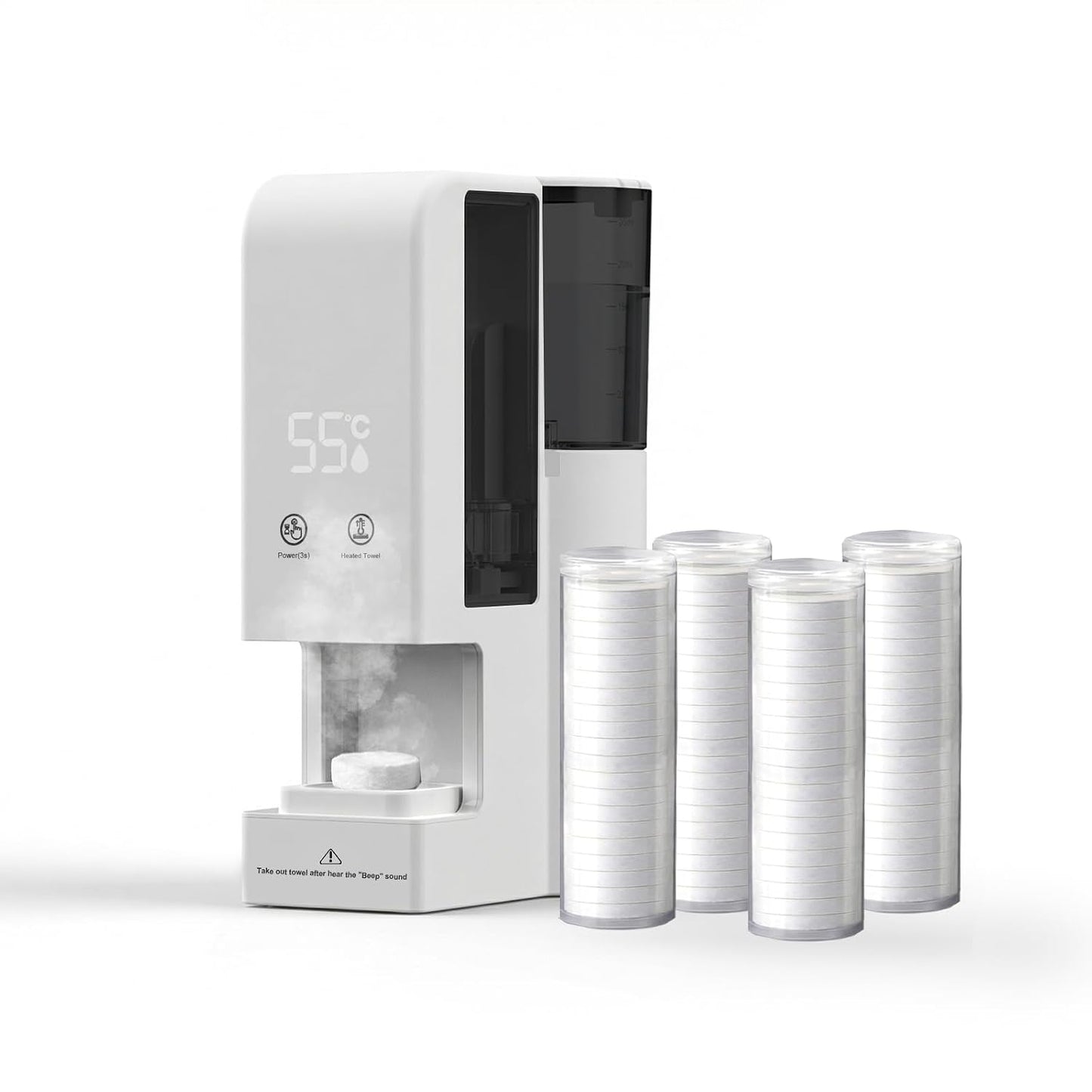 Face Towel Heater Machine - 5-Second Automatic Disposable Towel Warmer | 55℃ for Home Spa Treatments & Cleaning (Includes 80 Towels)