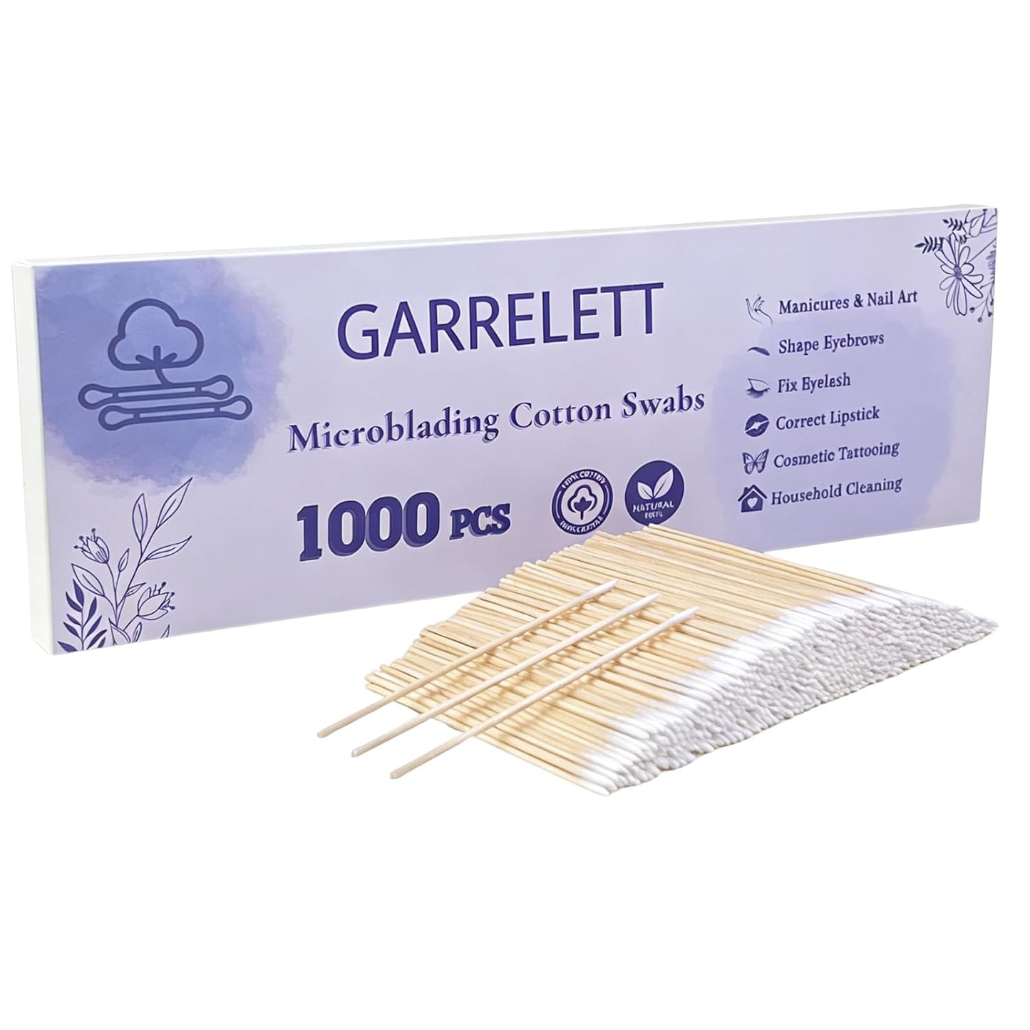 Pointed Cotton Swabs for Nails - 1000PCS Microblading & Makeup Precision Tips | Fine Point Cleaning Tool