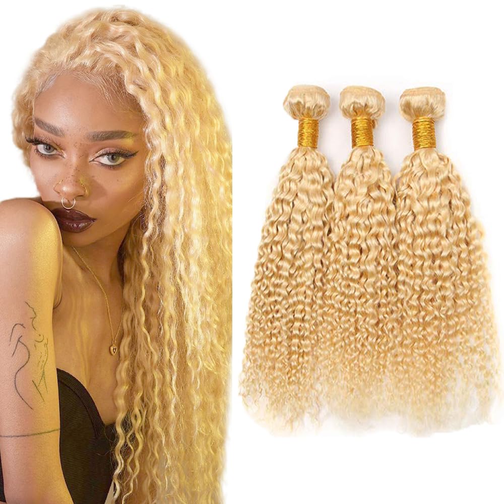 #613 Bundles Blonde Human Hair Bundles 18 20 22 Inch Mixed Length 3 Bundles Unprocessed Brazilian Virgin Hair Extensions