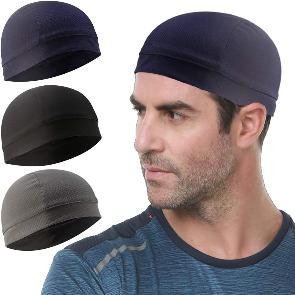 Cooling Skull Cap - 3 Pack Sweat-Wicking Helmet Liner for Cycling & Running | Unisex