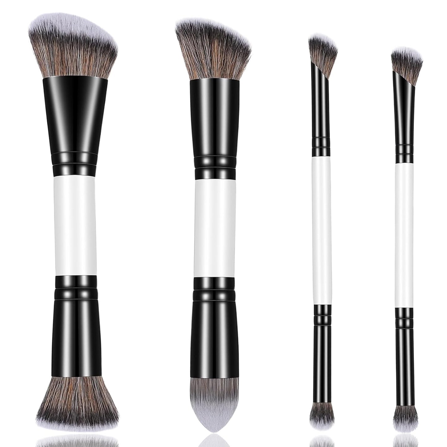 KFHENSOM 4PCS Dual-Ended Makeup Brush Set | Professional Foundation, Contour & Concealer Brushes for Liquid & Powder