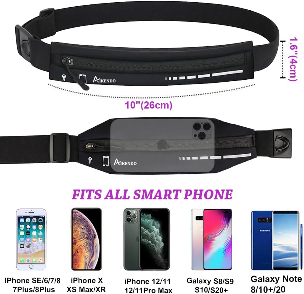 Slim Running Belt for Women & Men - Runners Fanny Pack with Phone Holder | Workout Jogging Waist Bag