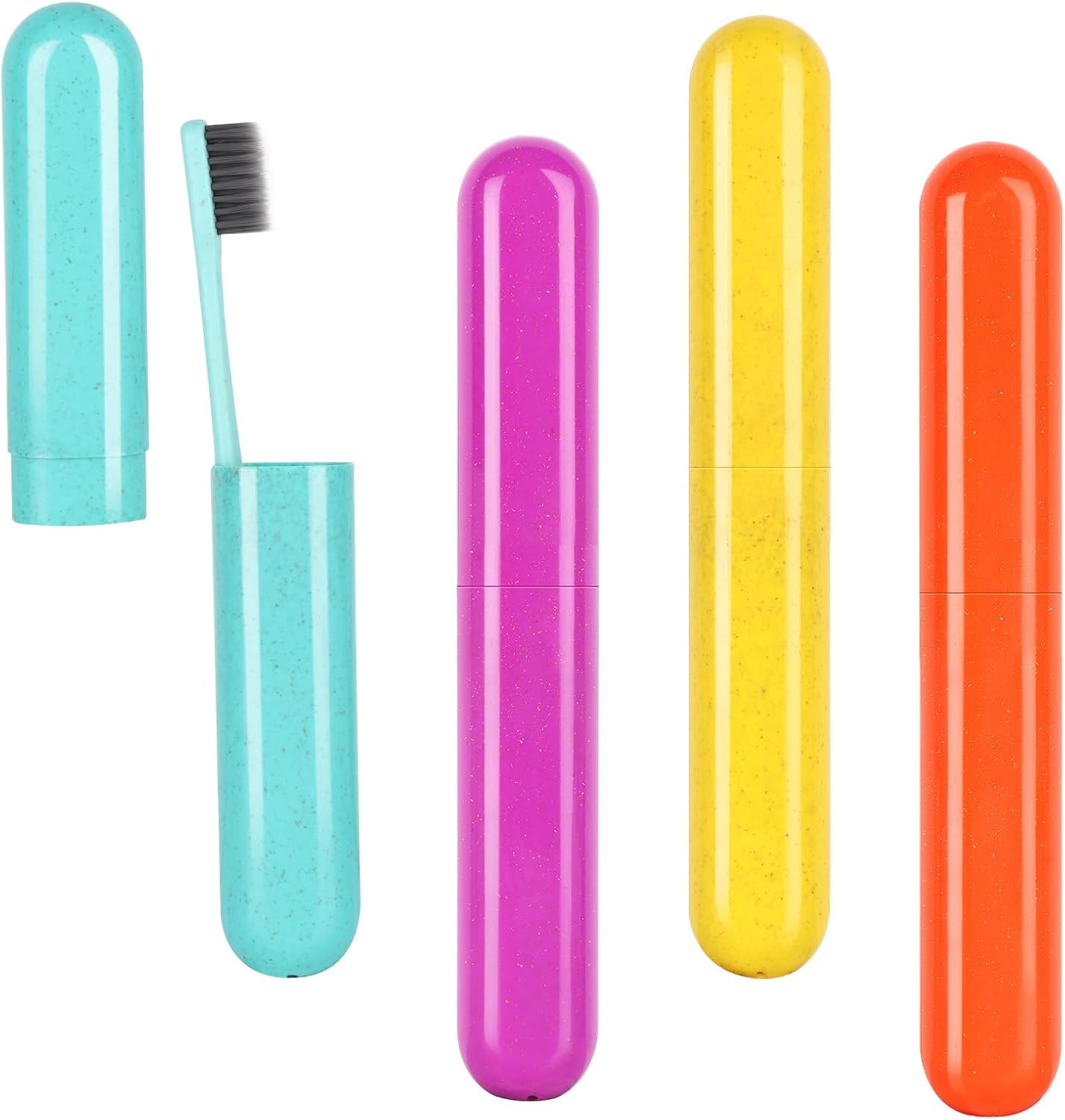 Travel Toothbrush Case - 4 Pack Portable Toothbrush Holders | Durable Plastic Containers for Travel, Camping, Home & School