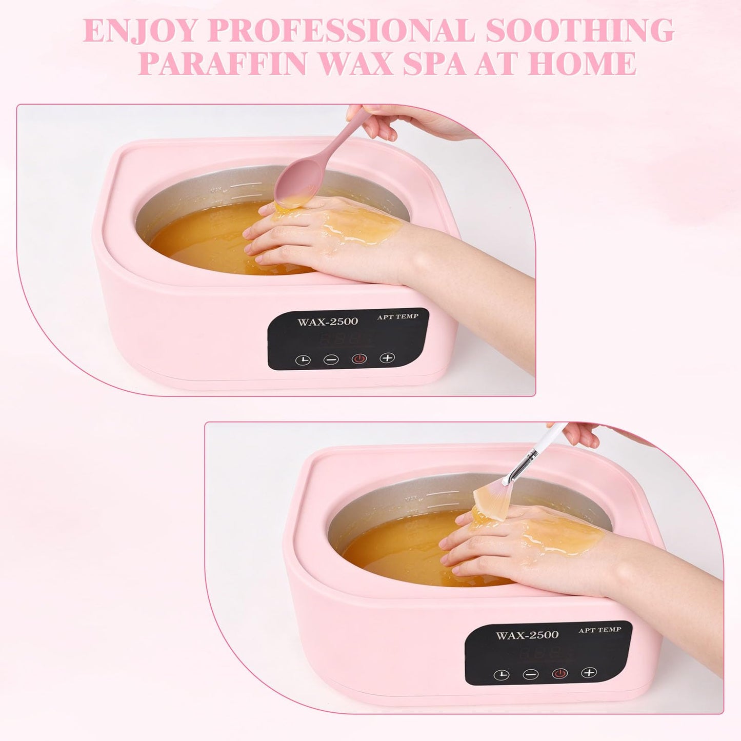 Beauty Star Paraffin Wax Machine for Hands and Feet – 3500ml Large Capacity with Auto Timer & Keep Warm Function – Moisturizing Kit for Arthritis Relief, Dry Skin, and Spa Home Use (Pink)