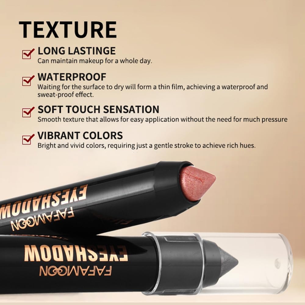 Monochrome Cream Glitter Eye Shadow Stick Palette - 2-in-1 Waterproof Eyeshadow & Eyeliner Pencil for Mature Women | Vegan & Cruelty-Free | 06 Shimmer Dark Brown