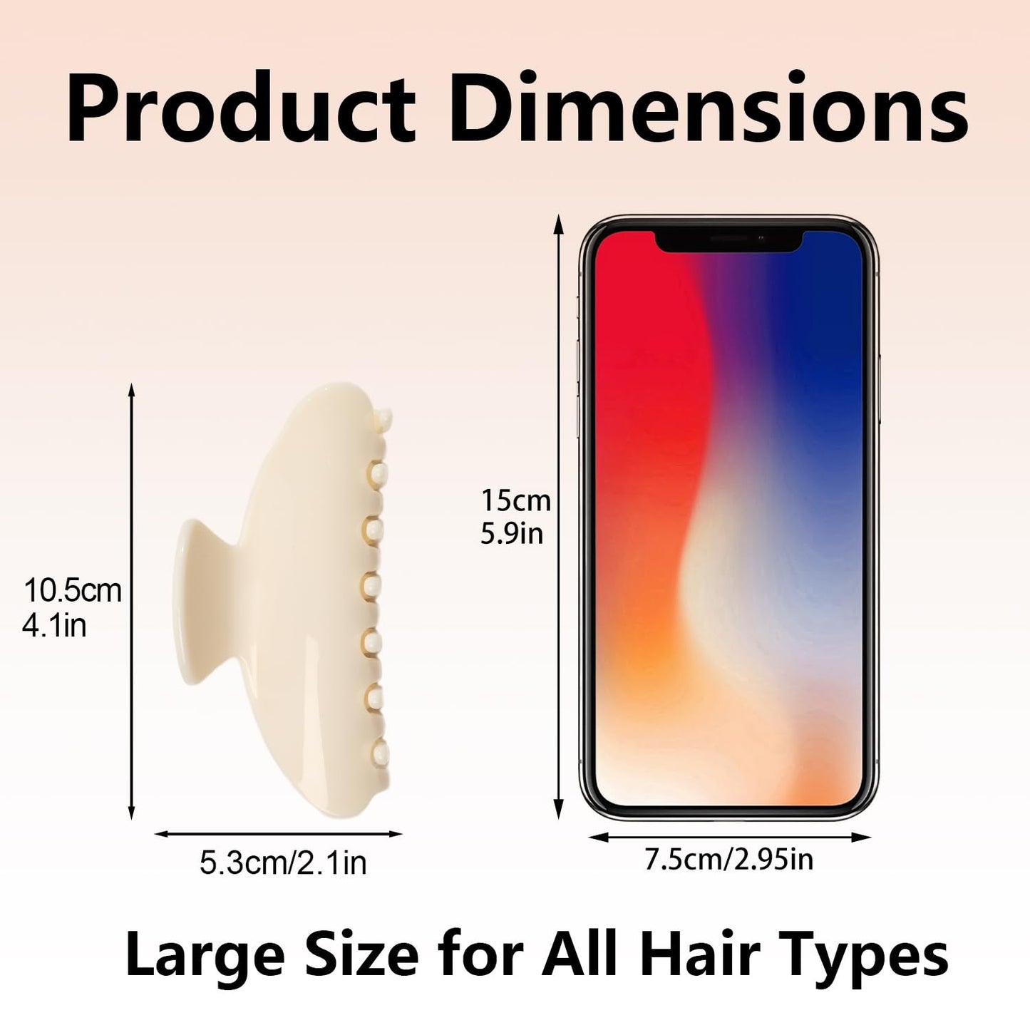 Cloud White Hair Claw Clip - Strong Hold for Thick or Thin Hair | 4.1 Inch Premium PC Material + 2 Black Satin Scrunchies