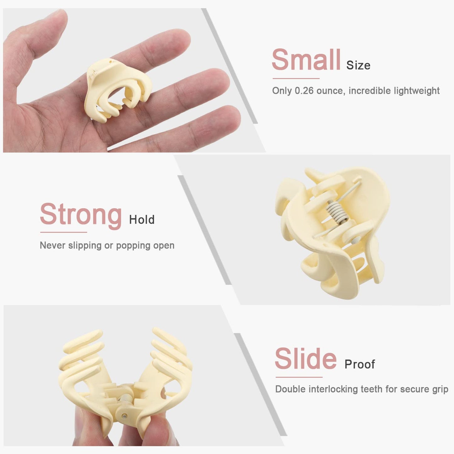 Small Hair Clips for Women Girls Kids, Tiny Hair Claw Clips for Thin/Medium Thick Hair, 1.5 Inch Mini Hair Jaw Clips Matte Octopus Clip Nonslip Spider Clip with Gift Box (Pack of 10 Colors)