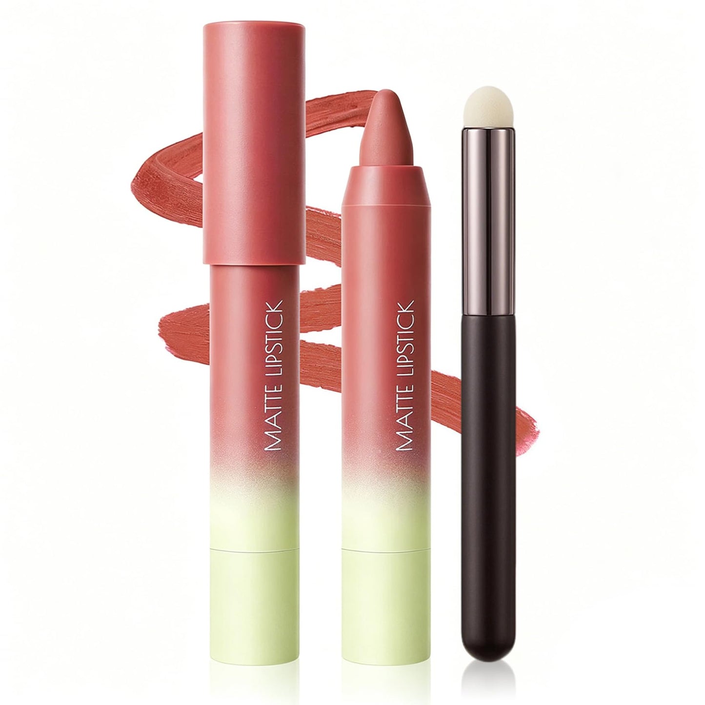 XINGXYUEL 2-in-1 Matte Lip Crayon Nude Lipstick & Lip Liner with Lip Brush for Women, Matte Finish, Smooth Texture, Long Lasting Waterproof, Vegan & Cruelty-Free, #02
