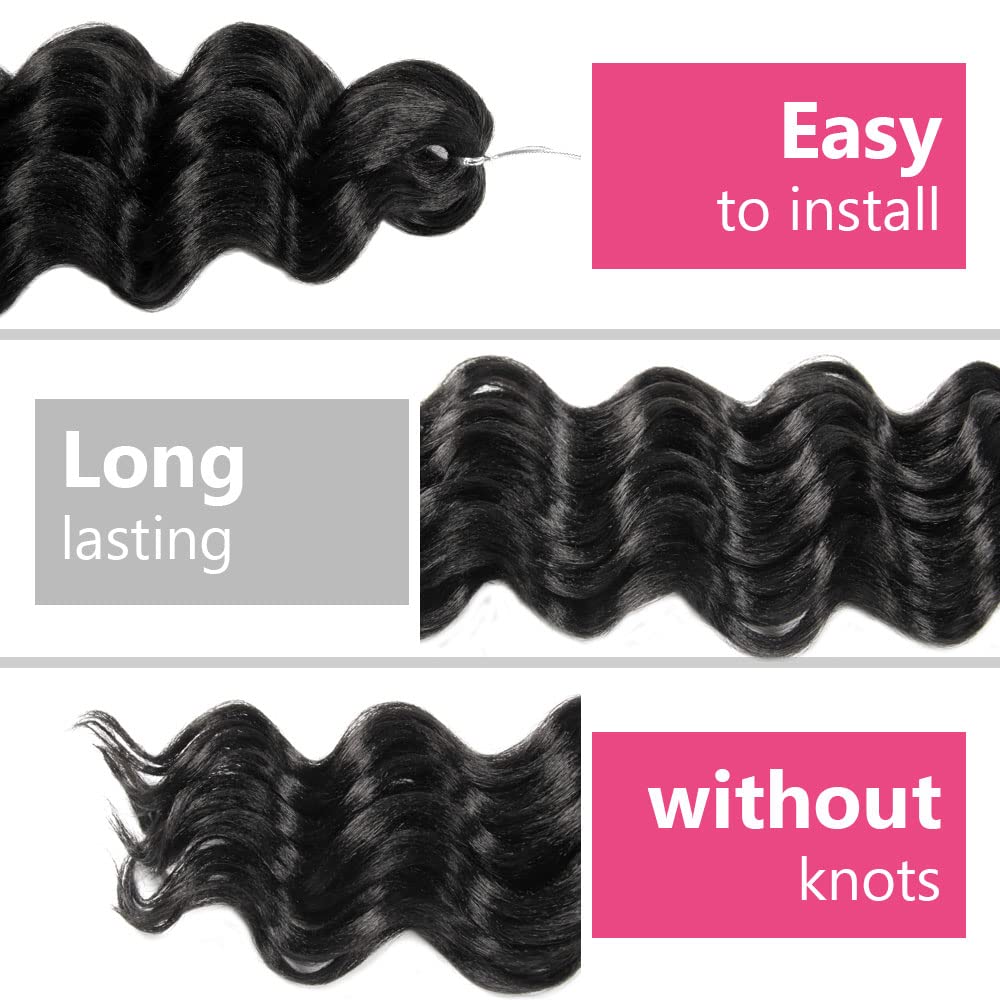 Niseyo NU Ocean Wave Crochet Hair Soft Deep Twist Crochet Braids Synthetic Wavy Braiding Hair Extensions